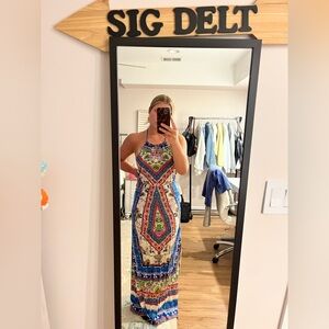 Flying Tomato Blue Red Halter Maxi Sundress